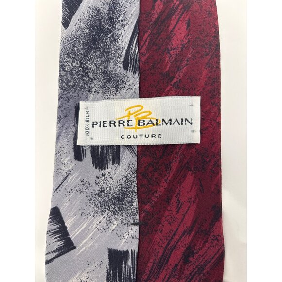 Pierre Balmain Paris‎ Couture Vintage 100% Silk Lot of 2 Ties USA Blue Red Gray - Picture 9 of 10
